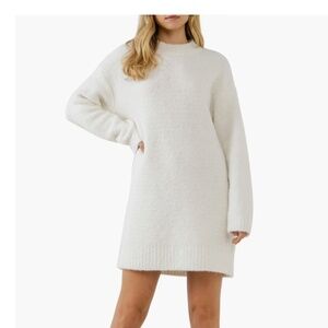 English Factory White Ivory Crewneck Sweater Mini Dress Women’s Size Medium